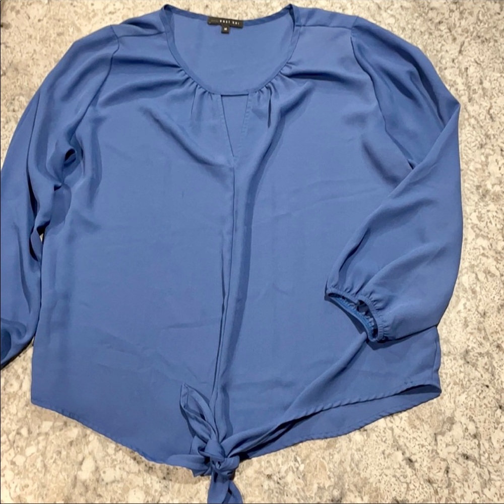 Blue Tie Front Blouse
